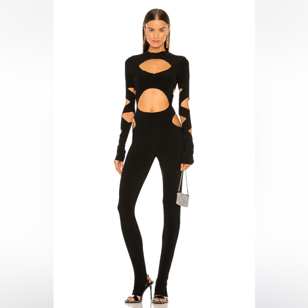 Norma Kamali- Long Sleeve Aztec Catsuit In Black. Sz. L